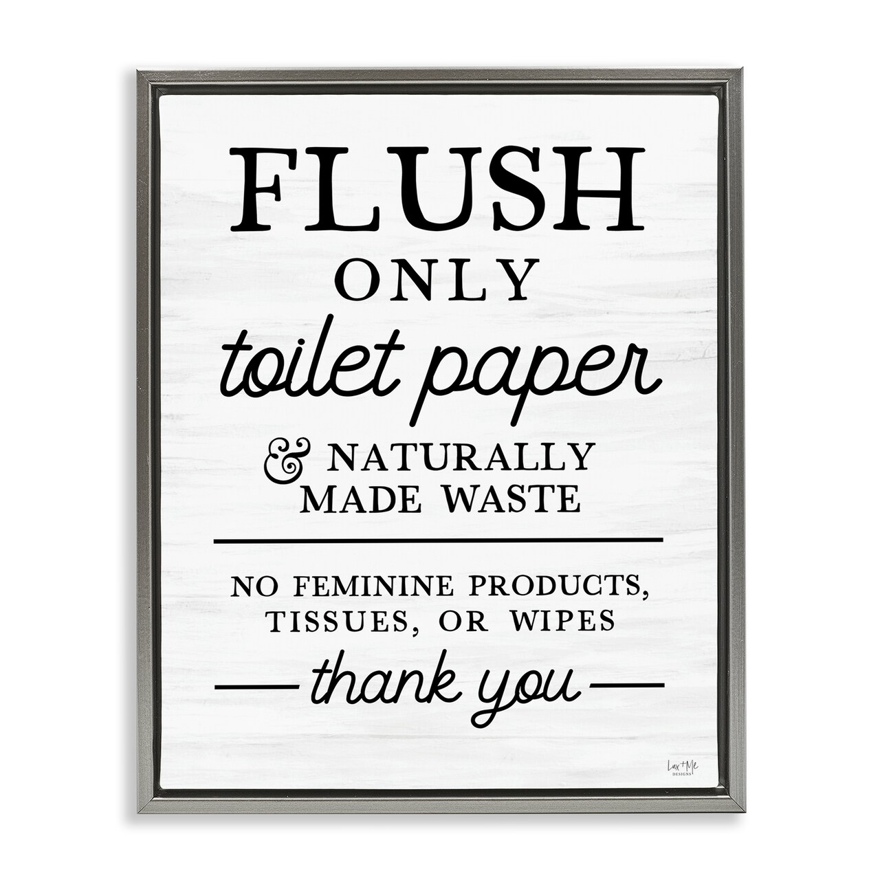 Stupell Industries Flush Only Toilet Paper Rules Floating Frame, design by Lux + Me Designs